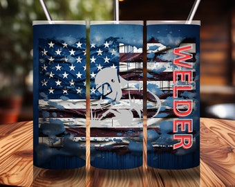 Welder Tumbler Wrap Skinny Tumbler Wrap Welder Tumbler PNG Sublimation Designs Welder Straight Tumbler Wrap PNG Welder Occupational Wrap