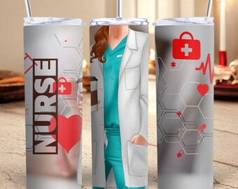 Nurse Tumbler Wrap 20 Unzen Skinny Tumbler Wrap ER Nurse Tumbler Wrap Sublimation Design Digitals Straight Tumbler Papierbecher Wrap Beruf PNG