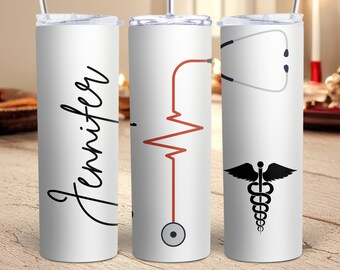 Custom Nurse Tumbler Wrap 20 oz Skinny Tumbler PNG Doctor Tumbler Wrap Sublimation Designs Physician Tumbler Wrap Medical Occupation Tumbler