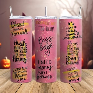 Boss Babe Tumbler Wrap 20 Unzen Skinny Tumbler PNG Pink Tumble Wrap Tumble Sublimation Design Download Digital Paper Girl Power Geschenk für Boss