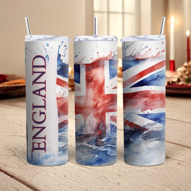 British Flag 20 Oz Skinny Tumbler Wrap Sublimation Design Digital