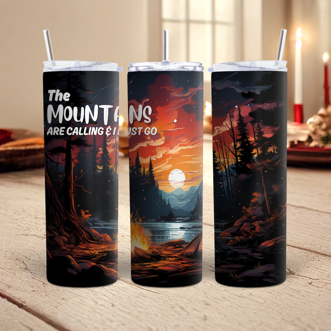 Camping Tumbler Wrap 20 Oz Skinny Tumbler PNG Firepit Tumbler Wrap
