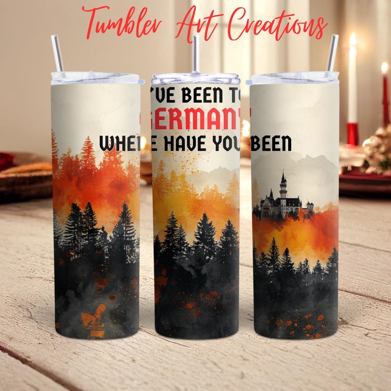 Germany Vacation, 20 Oz Skinny Tumbler Wrap, PNG, Sublimation Designs