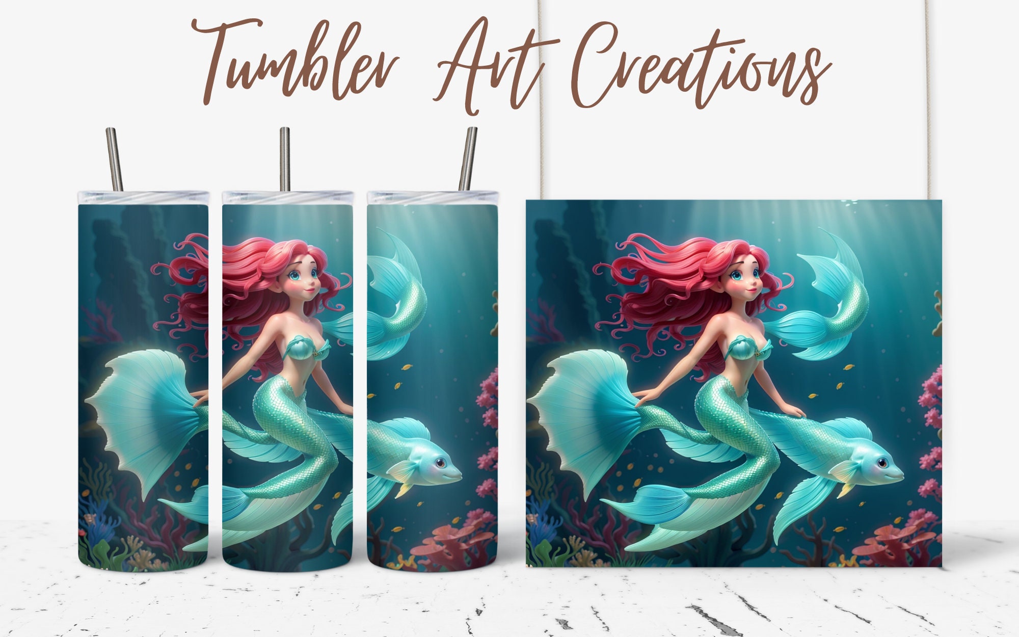 Mermaid Tumbler Wrap 20 Oz Skinny Tumbler Wrap Sublimation Design ...