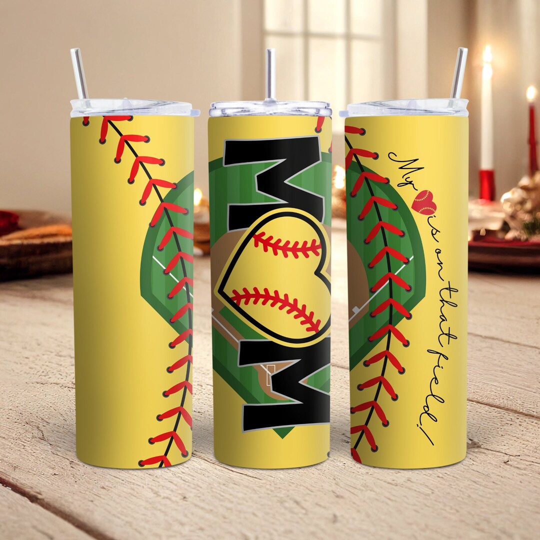 Softball Mom Tumbler 20 Oz Skinny Tumbler Wrap Girls Softball Tumbler