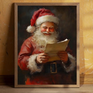 Christmas Canvas Wall Art, Santa Claus Wall Art, Vintage Print, Vintage Canvas Decor, Christmas Gift, Santa Claus Poster