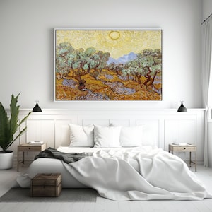 Van Gogh Olive Trees Under the Sun Canvas Wall Art, Van Gogh Paintings, Landscape Art Print, Canvas Painting, Van Gogh Classic