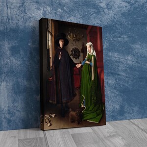 Arnolfini&#39;s Wedding Poster,The Marriage of Arnolfini Canvas, Jan van Eyck Canvas Wall Art, Arnolfini Portrait, Reproduction Painting Art