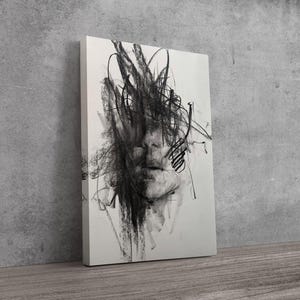 Abstract Face Art Canvas, Woman Wall Art Living Room Decor, Abstract Portrait Print, Extra Large Wall Art Canvas, Room Decor, Home Decor,