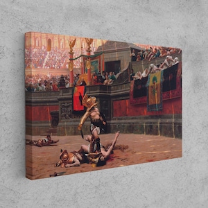 Pollice Verso Art, Gladiator, Huge Canvas Home Decor, Roman Empire, Gladiator Art, Colosseum Wall Art, Ancient Rome, Gladiator Wall Decor