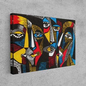 Surreale farbige Gesichter, Trendy Gedruckt, Moderne Kunst, Abstrakte Wanddekoration, Abstrakte Porträt Wandkunst, Portrait Poster, Wohnkultur,