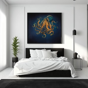 Wall Art, Canvas Art, Large Wall Art, Octopus, Luxury Printed, Animal Wall Decor, Modern Canvas, Octopus Poster