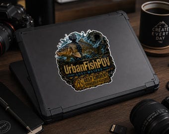 UrbanFishPOV Deep Current Sticker Carp Camera Underwater Explorer Decal Adventure Fishing Laptop Sticker