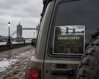 UrbanFishPOV London Sticker Tower Bridge Underwater Bicycle Decal Thames Explorer Adventure Laptop Sticker