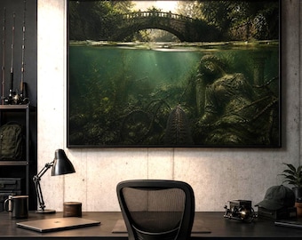 Lost Gardens Below – NYC Central Park Split-Shot Poster, Over-Under Photography Print, UrbanFishPOV Wall Art