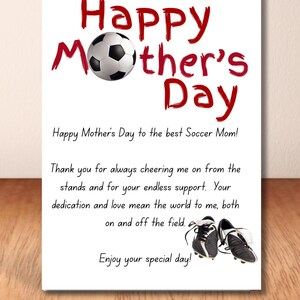 Carte de fête des mères de maman footballeuse - carte de maman footballeuse - imprimable - téléchargement numérique