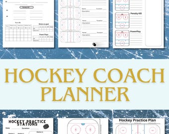 Hockey Coach Bundle Printable Practice Plan, Ice Rink Diagram, Hockey Drill Sheet, Coaching Board Game Day Lineup, Instant Download PDF 8x11