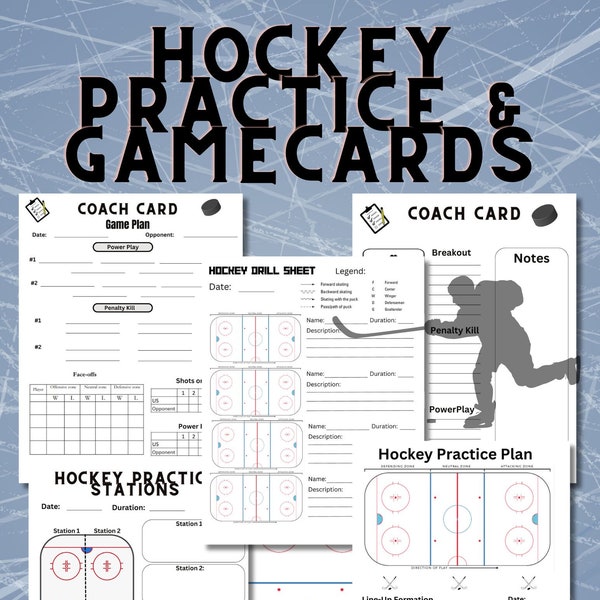 Hockey coach package - hockey practice plan sheets - coach cards - hockey drill sheets - hockey game plan