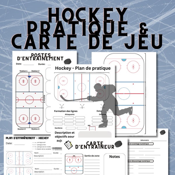 Trousse d'entraîneur de hockey - feuilles de plan d'entraînement de hockey - cartes d'entraîneur - feuilles d'exercices de hockey