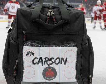 Custom Hockey Bag Name Plate Team Order - Personalized Player ID Insert - Digital Print - Hockey Gear Label - Name and Number Bag Tag