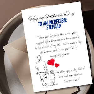 Tarjeta imprimible del Día del Padre para padrastro - Descarga digital