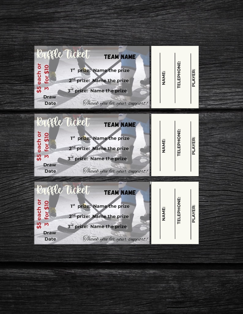 Customized Raffle Tickets: Printable Fundraiser Template (PDF & PNG, 8 ...