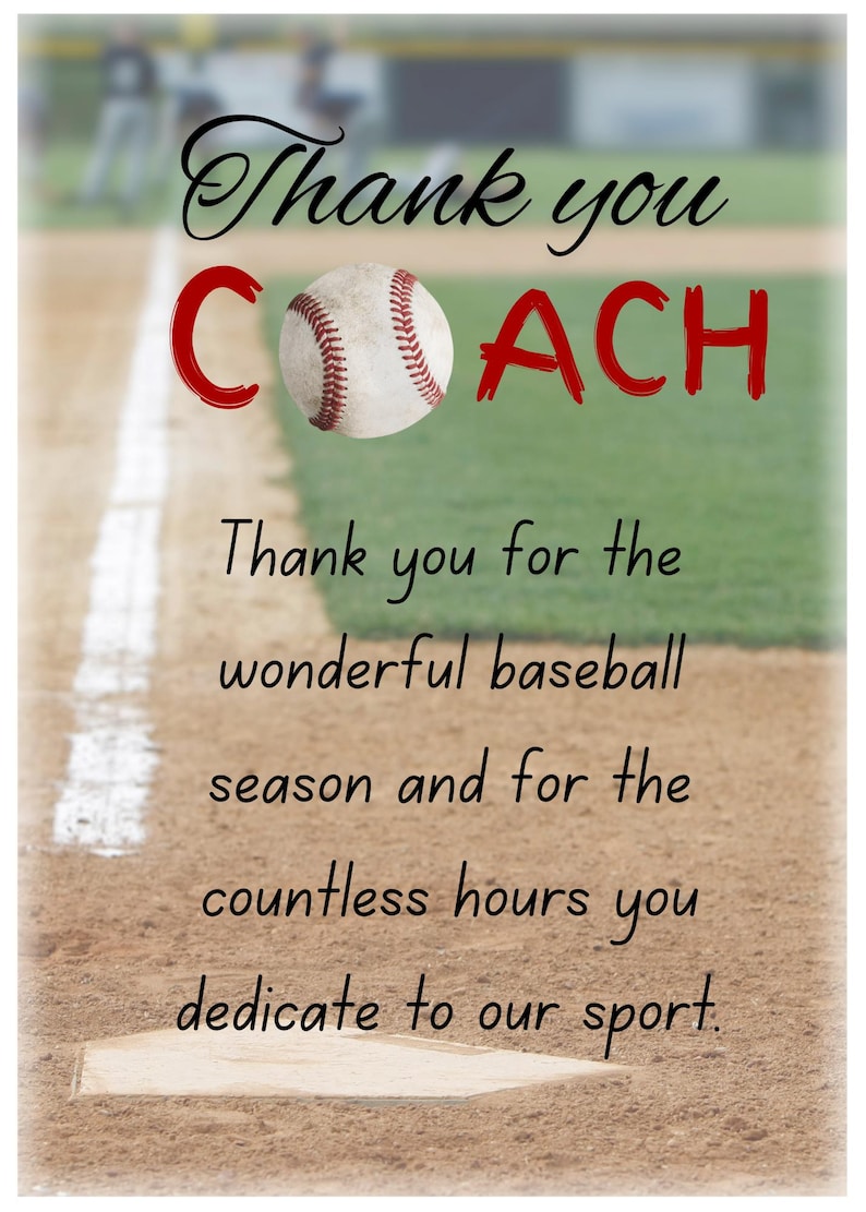 Baseball Coach Thank You Card Printable | Sports Coach Appreciation ...