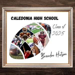 Custom Football photo , Grad team photo montage - personalized sports collage - senior sports memory collage - football photo frame