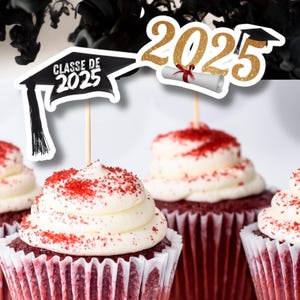 Adornos para cupcakes de graduación francesa - Topper Cupcake remise de diplomes a imprimer - decoraciones gateaux finissants