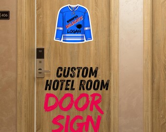 Personalized Hockey Team Jersey Door Sign: Custom Player Name & Number (Digital Download)