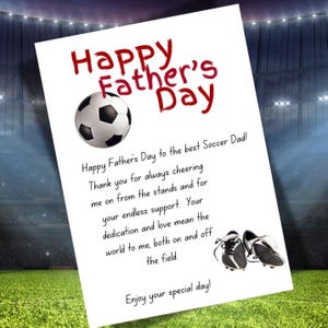 Tarjeta imprimible del Día del Padre Futbolista - Tarjeta para papá futbolista - Descarga digital para papás amantes del deporte