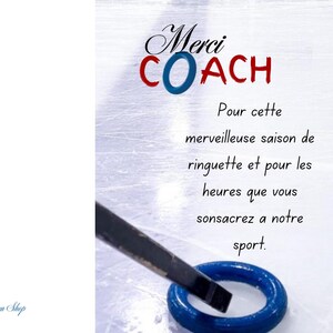 Carte de remerciement Ringuette - French ringette Coach thank you  Card - printable - digital download