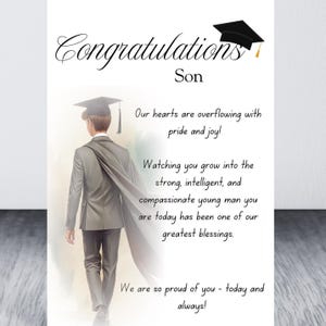 Tarjeta de graduación imprimible para hijo / Descarga instantánea / Felicidades graduado