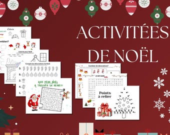 Pages d'activitées Noël en français - 10 pages - école - garderie- préscolaire