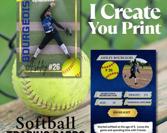 Full Team Personalized softball trading cards - printable - custom made softball card