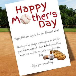 Tarjeta del Día de la Madre para Mamás Béisbolistas - Tarjeta para Mamás Béisbolistas - Imprimible - Descarga digital
