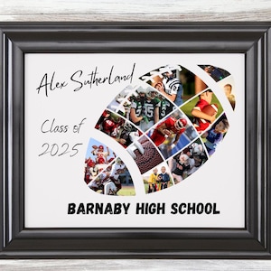 Football photo collage , Grad team photo montage - personalized sports collage - senior sports memory collage - football photo frame