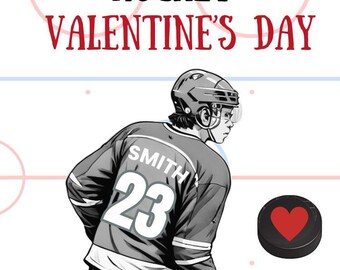 Personliga hockey-kort för alla hjärtans dag - utskrivbara - Anpassat alla hjärtans dag-kort