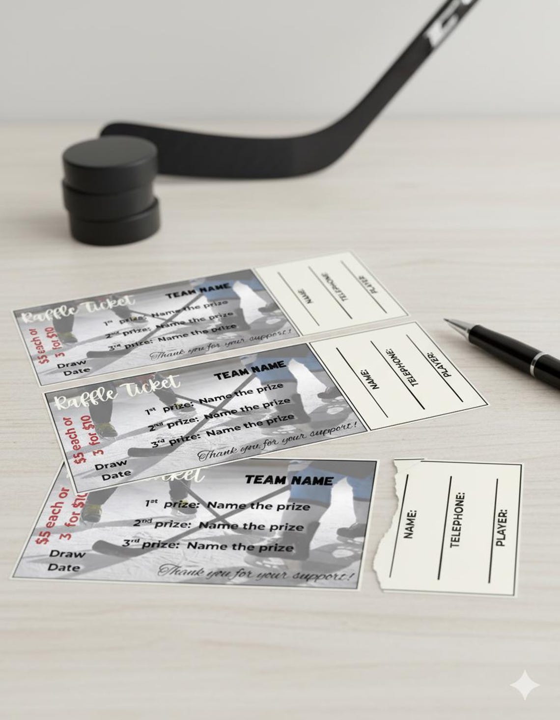 Customized Raffle Tickets: Printable Fundraiser Template (PDF & PNG, 8 ...