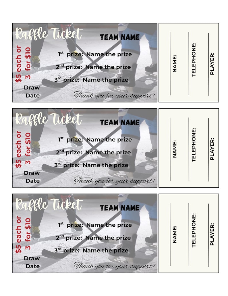 Customized Raffle Tickets: Printable Fundraiser Template (PDF & PNG, 8 ...