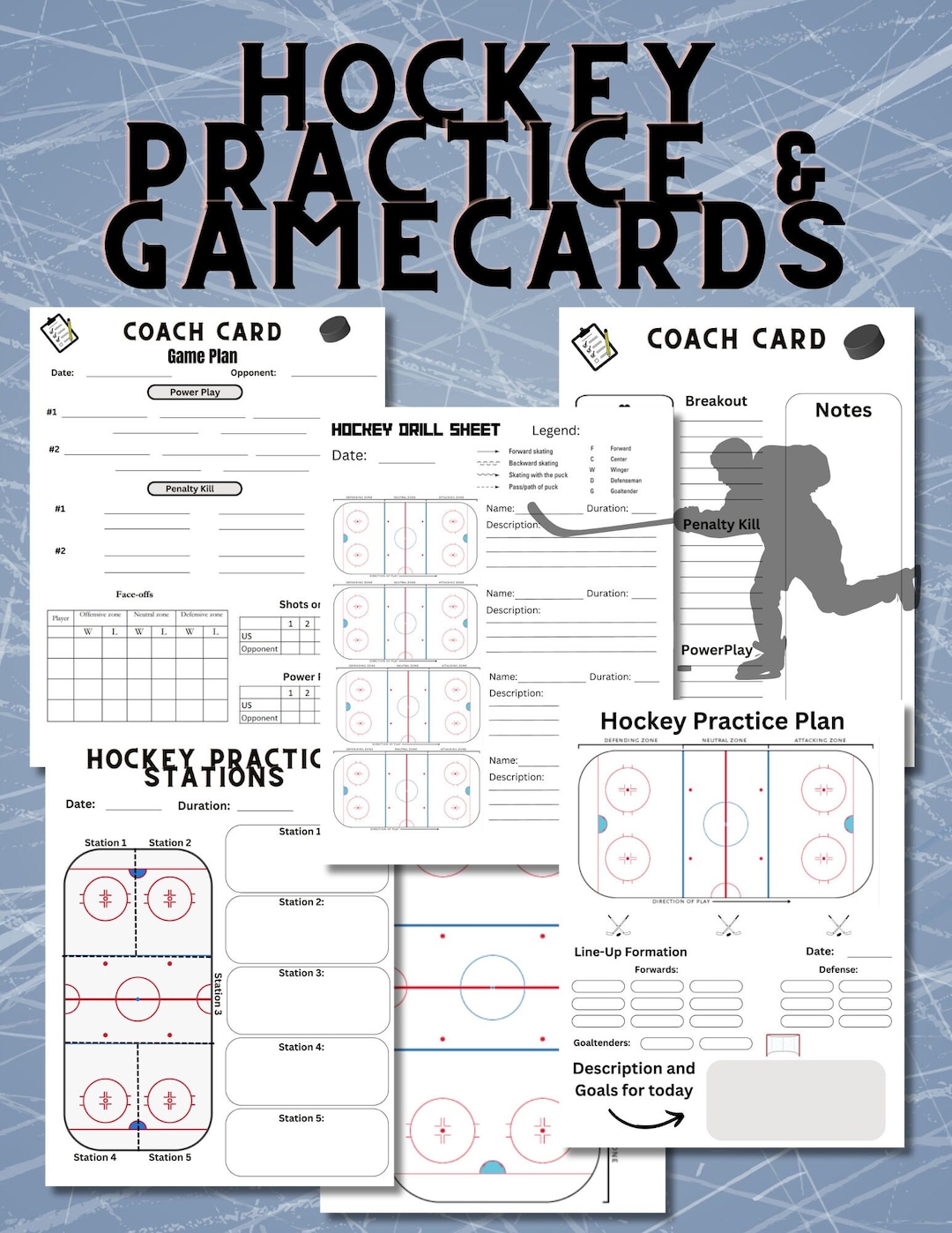 Hockey Coach Planner – Practice & Game Sheets (printable PDF Template ...
