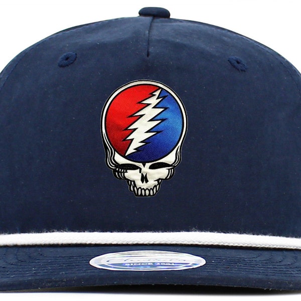 Grateful Dead alternate Steal Your Face 5 Panel Hat with solid Brim Rope