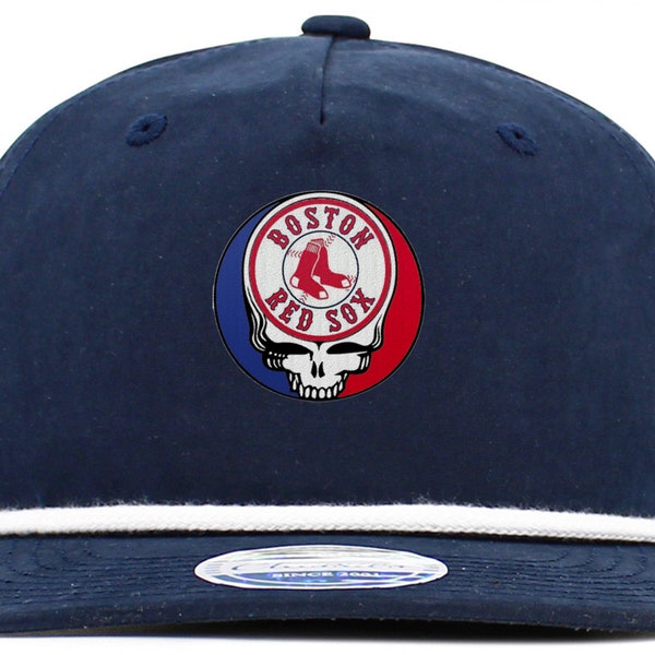 RARE! Boston Baseball and Grateful Dead Steal Your Face 5 Panel Hat with solid Brim Rope - NWT - New!