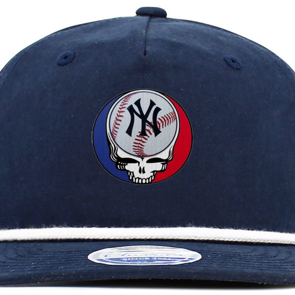 New York Baseball Steal Your Face 5 Panel Hat with solid Brim Rope