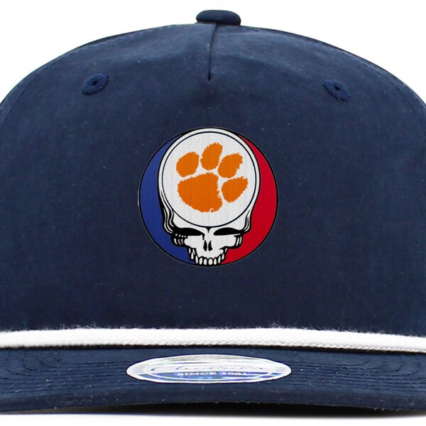 Clemson and Grateful Dead Steal Your Face 5 Panel Hat with solid Brim Rope - NWT - New!