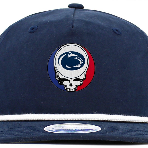 Penn State Football and Grateful Dead Steal Your Face 5 Panel Hat with solid Brim Rope - NWT - New!