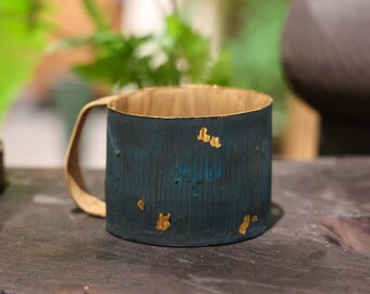 Handmade Ceramic Mug. Hand Painted Blue Coffee Mug. Tea Cup. Mug With Handle. Drinkware. Housewarming Gifts for Her. Minimalist Mug.