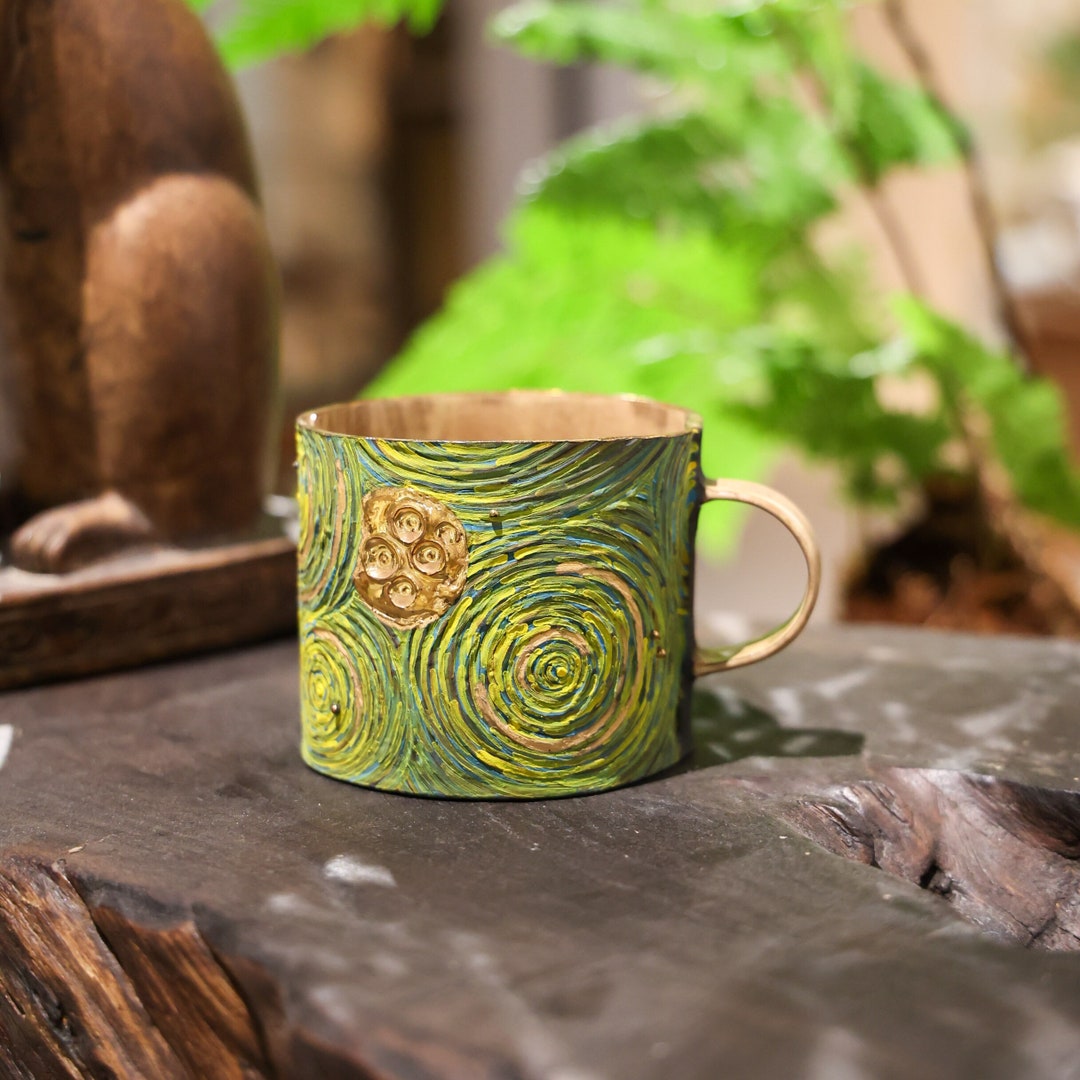 Handmade Ceramic Mug. Hand Painted Green/black Coffee Mug. Tea Cup. Mug ...