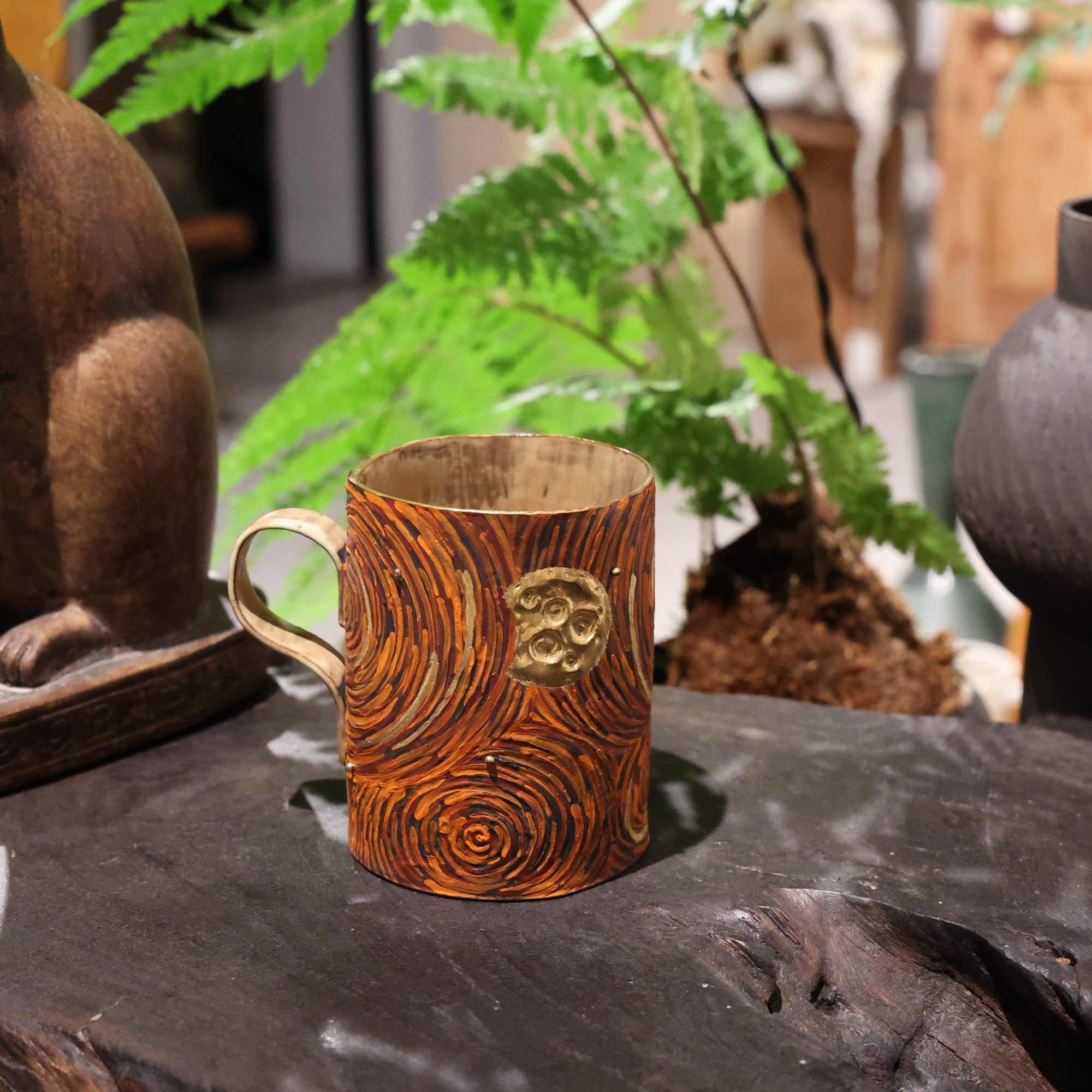 Handmade Ceramic Mug. Hand Painted Vortex Texture Coffee Mug. Mug With ...