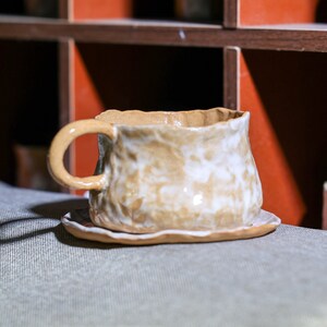 Handmade Ceramic Mug. Hand Painted Irregular Coffee Mug. Tea Cup. Pottery Mug With Handle. Drinkware. Gifts for Her. Mug and Saucer Set. image 7
